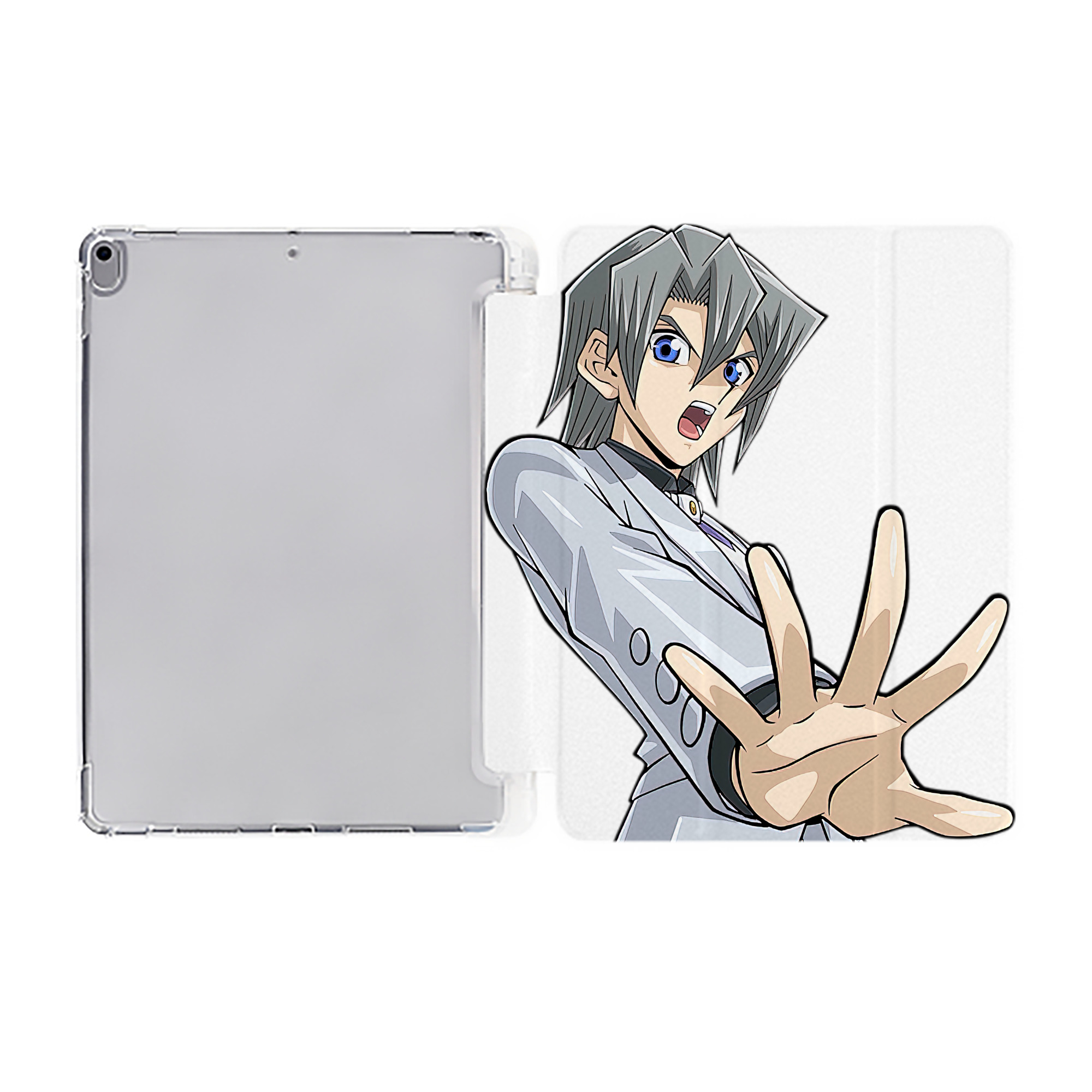 （画像用） 遊☆戯☆王 Yu-Gi-Oh! IPad ケース ペン収納付き 三つ折りスタンド PUレザー×シリコン 対応機種9.5/10.5/10.9インチ